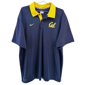 NIKE Dri-Fit Cal Berkley Golden Bears Athletic Polo • XXL • navy blue, yellow